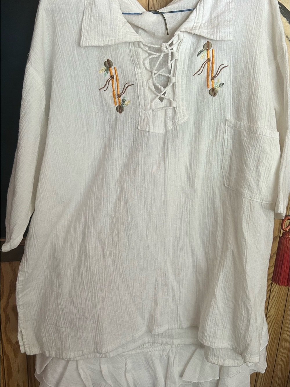 White Embroidered cotton top and skirt set